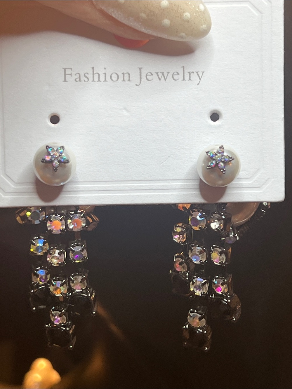 Crystal Drop Dangle Earrings - Iridescent Clear - Fashion Jewelry